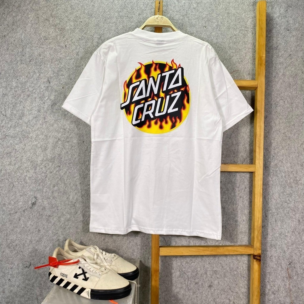 KAOS TSHIRT THRASHER X SC FLAME WHITE FULL TAG & LABEL