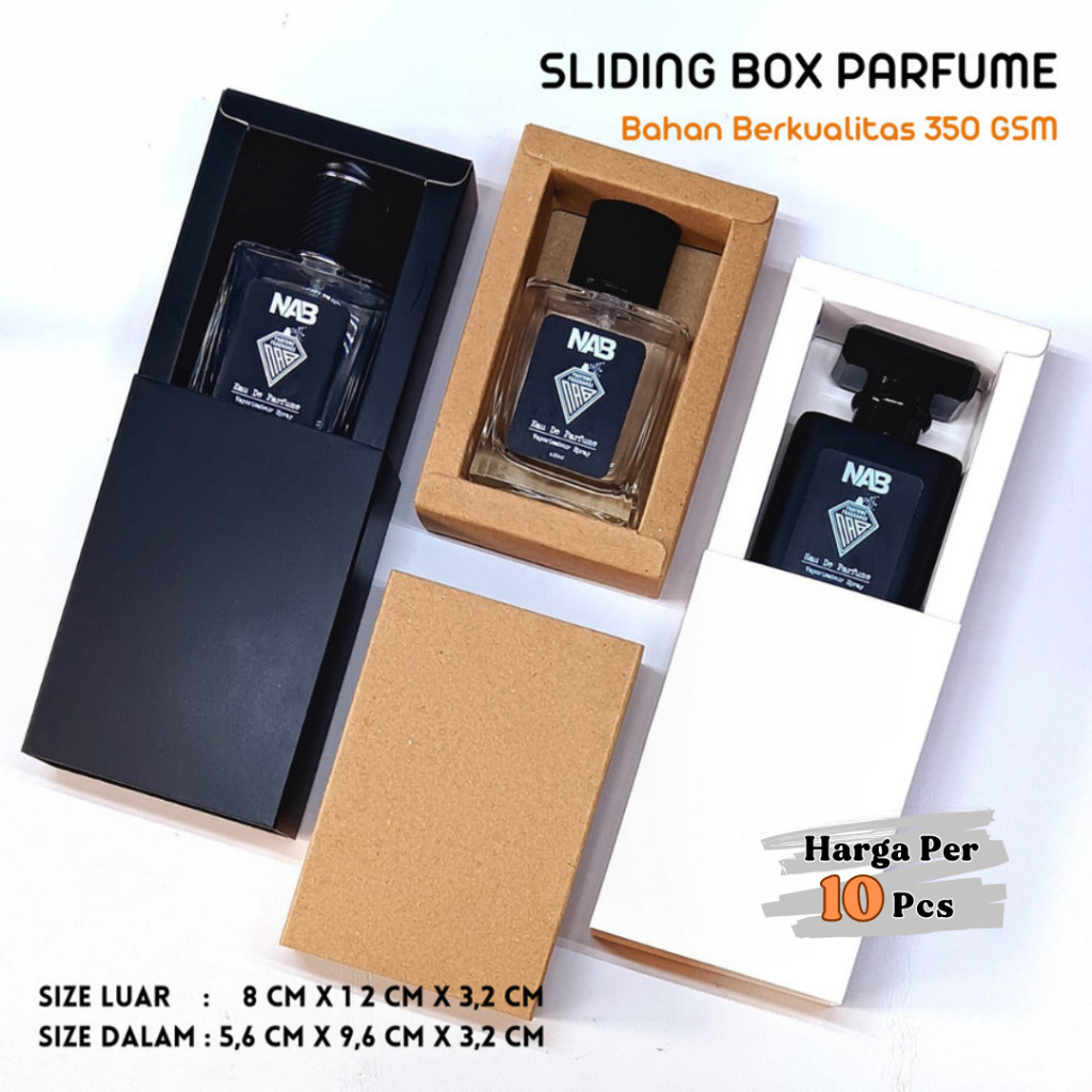 10 PCS - BOX SLIDING PARFUM KOTAK 50 ML / BOX KEMASAN PARFUM BOTOL KOTAK / ERMESS 50 ML