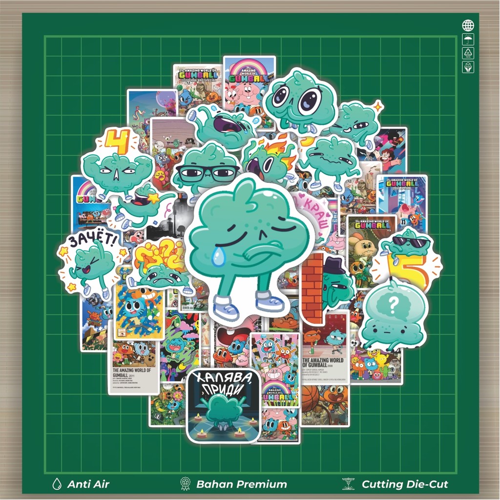 

Stiker Cutting Pack Stiker Kartun The Amazing World of Gumball Isi 100Pcs Series Aesthetic Lucu Keren Untuk Koper Bahan Vynil