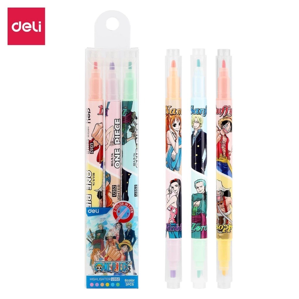 

Deli One Piece School Highlighter / Penanda Double Dual Tip 6 Warna One Piece Warna Cerah CU352