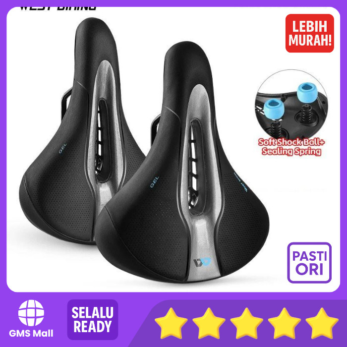 West Biking Sadel Sepeda Lipat MTB Gunung Gel Lebar Empuk Lubang Hollow