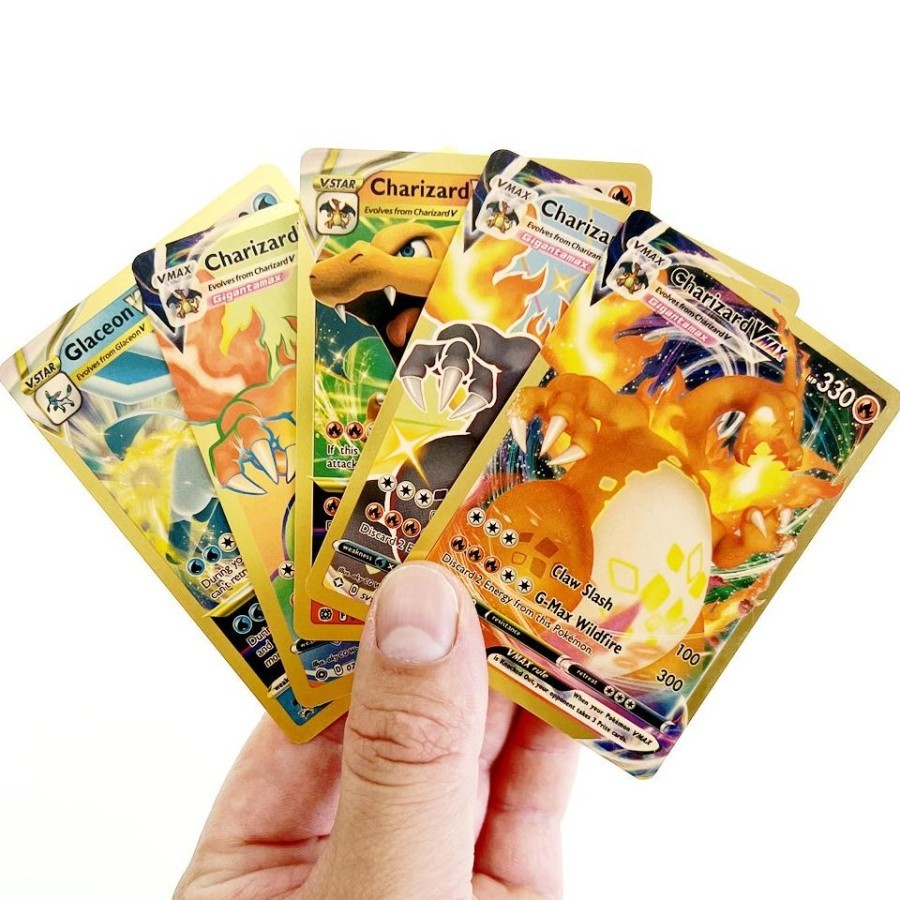 [ ZAGI COLLECTION ] 55 Cartas Pokemon Gold Cards V Vmax Pokemon Card Golden Kids Game