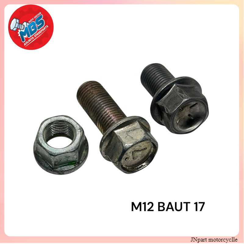 BOLT FLANGE M12 KUNCI 17 M12 x 2 M12 x 30 BAUT 17 TOPI ORI BAUT COPL BAUT MOBIL MOTOR3cm 2,5 cm