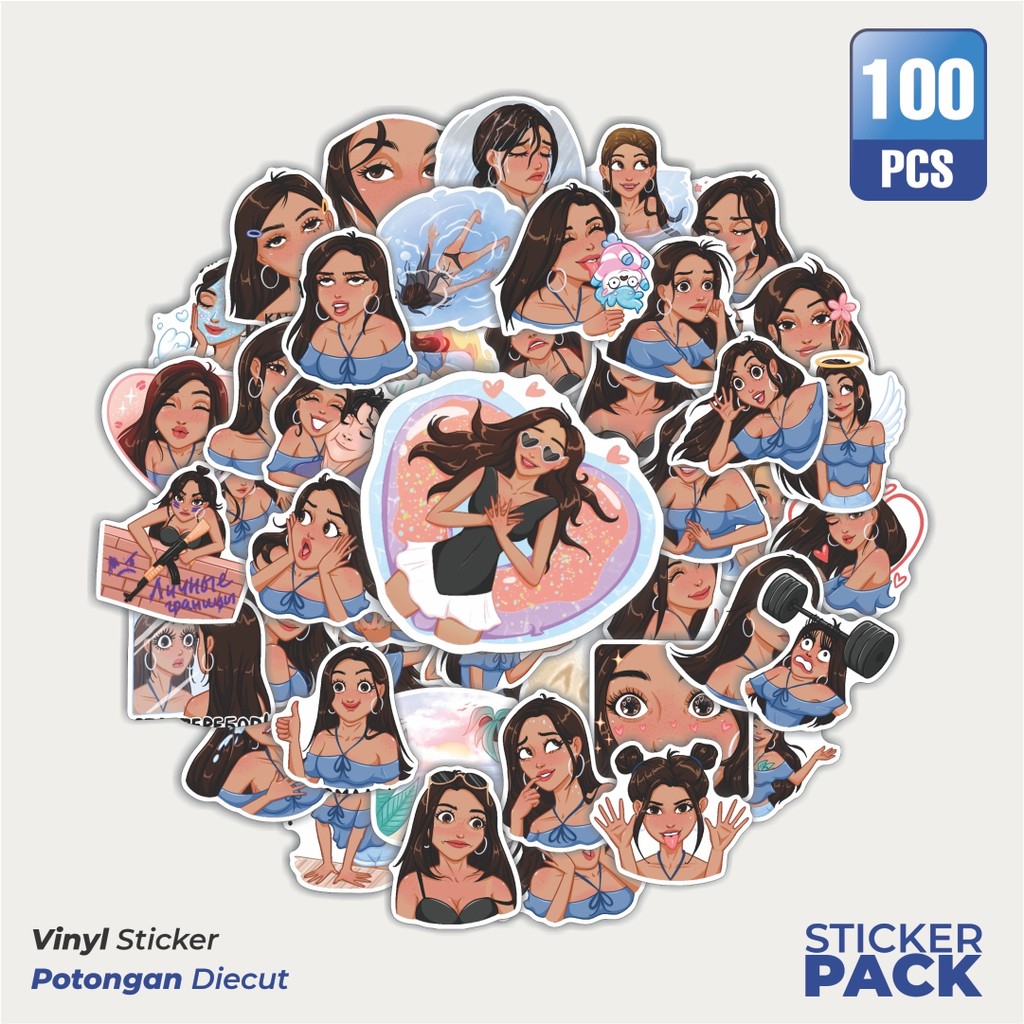 

Super Hemat! 100 PCS Stiker Cute Girls Letta Waterproof Aesthetic- Untuk Laptop, Motor, dan Helm - Paper Stationery Pack