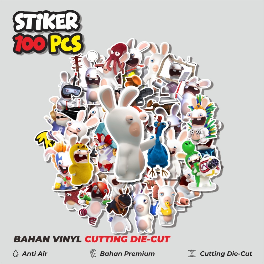 

Terbaru! 50 pcs Stiker Kartun Rabbids Invasion Dekorasi Lucu Kreatif untuk Notebook, Skateboard, HP