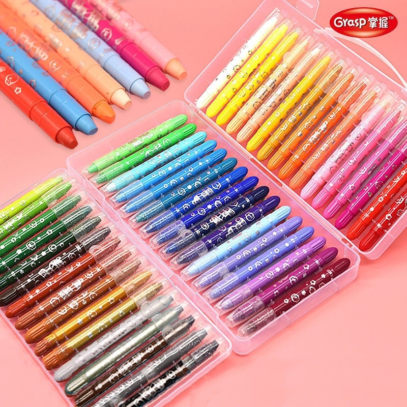 

New Crayon Grasp Mata Sedang 12/36/48 Warna Krayon Lembut Water Soluble CrayonPremium
