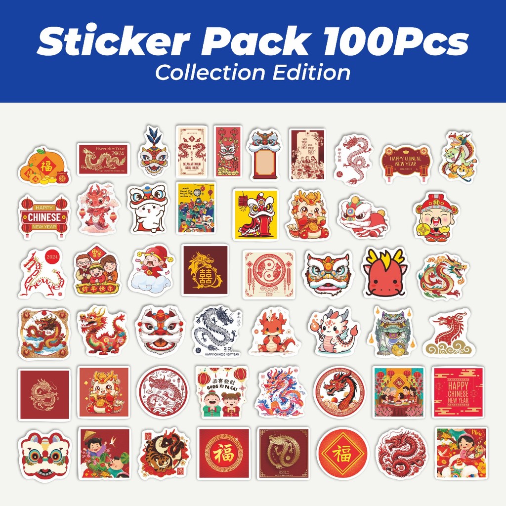 

Hot Stiker Tema Imlek V1 Lucu Anti Air Stikers Berperekat Waterproof Sticker Decal Buat Motor Helm Buku Journal Koper Casing HP Laptop Botol Minum
