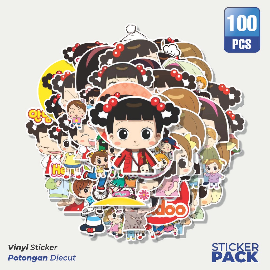 

MURAH 100 PCS Stiker Kartun Hello Jadoo Waterproof Aesthetic- Untuk Laptop, Motor, dan Helm - Paper Stationery Pack