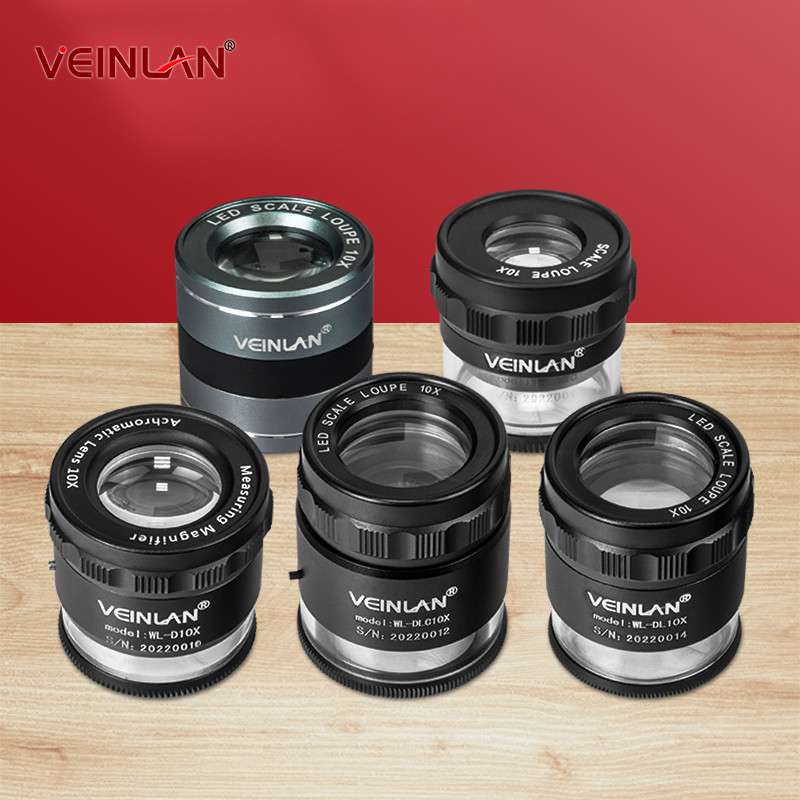 

10X Cylindrical Magnifying Glass with Uv Led Light Source for Jewelry, Printing Adjustable Magnifying Glass with Scale