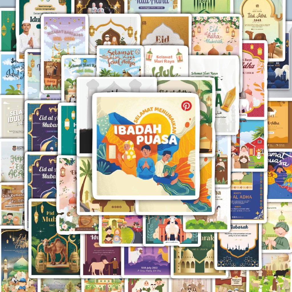 

100PCS Lucu Stiker Tema Idul Adha V1 Stiker Aesthetic Stiker Anti Air Stikers Berperekat Waterproof sticker decal buat Motor Helm Buku Journal Koper Casing HP Laptop Botol Minum Hadiah anak