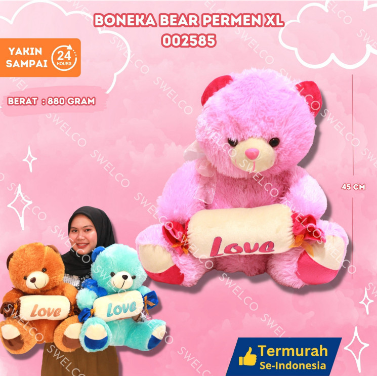 Boneka Beruang Teddy Bear BONEKA BEAR PERMEN XL BERBULU SEDANG