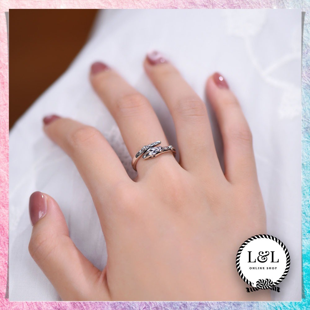 Cincin Snake Design Trendy Aksesoris Fashion Unik Cincin Ular Pria Wanita Adjustable Kasual Cincin U