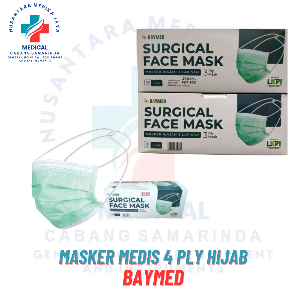 Masker Hijab Baymed 3 Ply Masker Medis Hijau Original Masker Hijab 3 Ply Baymed / Masker Surgical Hi