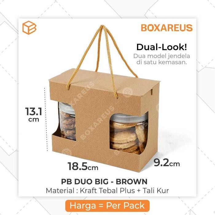 

PROMO! Dus Box Toples Tabung Jar 600 - 800ml Kemasan Dus Hampers Packaging | PB Duo Big Jar 68 - Brown