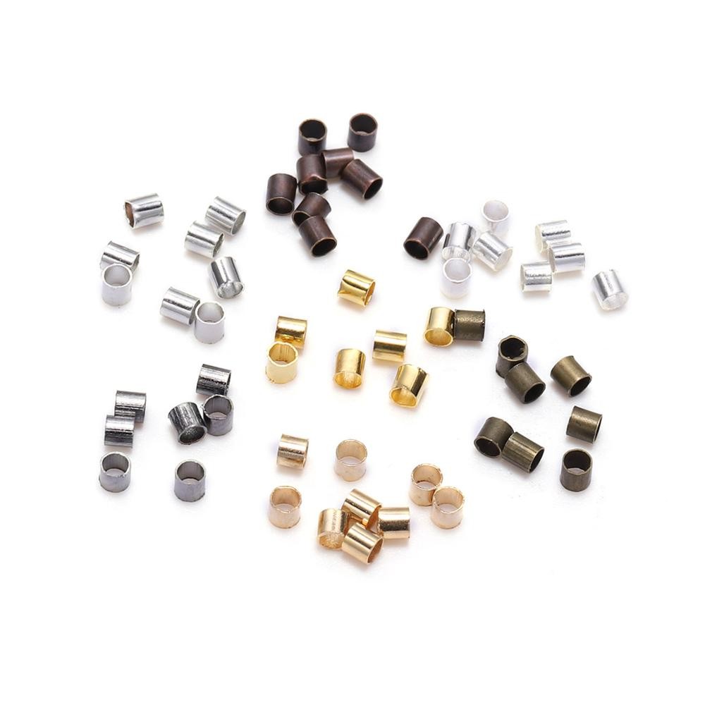 150-500pcs 1.5 2.0 2.5mm Gold Copper Tube Crimp End Beads Stopper Spacer Beads For Jewelry Making Fi