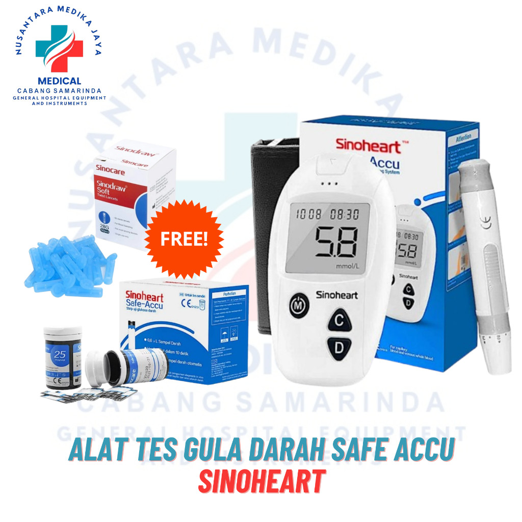 Alat Tes Gula Darah Safe Accu Sinoheart Sinocare (PAKET LENGKAP)