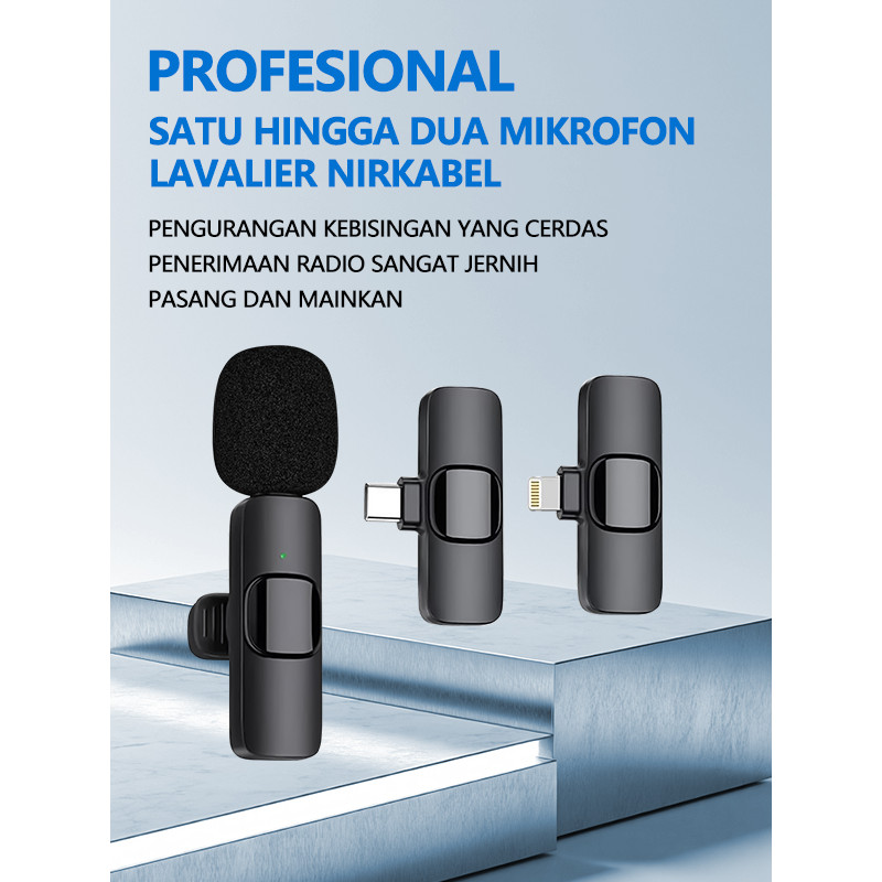 Mikrofon Lavalier Nirkabel Clip Audio Video pembuatan Rekaman Ponsel Live Mini Wireless Microphone C