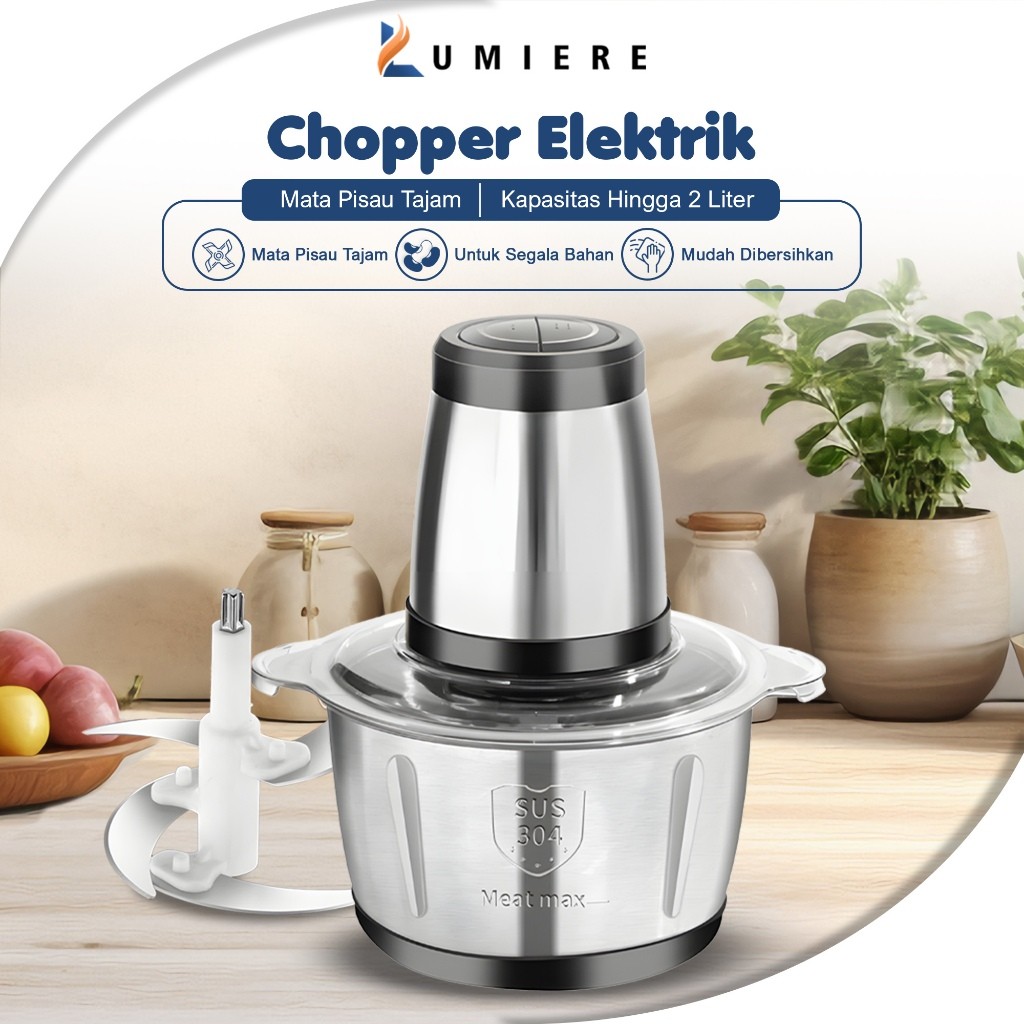 TERLARISLumiere - Blender Chopper Blender Daging Stainless Coper Penggiling Serbaguna