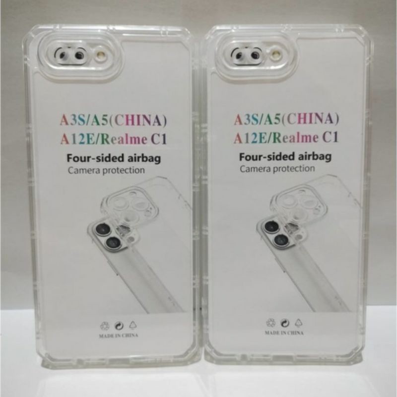 softcase Casing Oppo A3S/ REAL C1 Case Space Clear Hitam Transparan