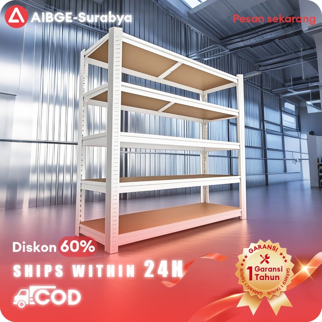 【Surabaya Express】Rak Sepatu Rak Gudang Rak Besi Siku 5 Susun Rak Supermarket Rak Besi Serbaguna Rak