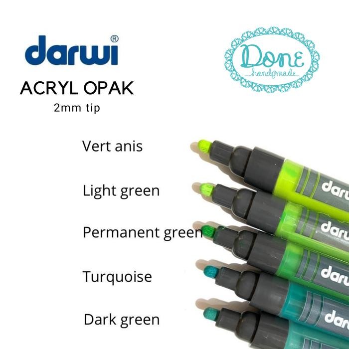 

darwi marquer ACRYL opak acrylic pen alat lukis Cold ceramic paint 6 - Vert anis