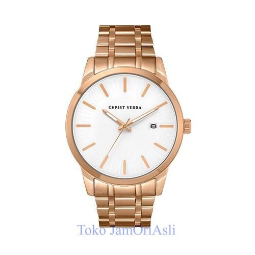 Promo Original Jam Tangan Pria Christ Verra CV 10636G-15 SLV Rosegold Stainless Garansi Resmi 2 Tahu