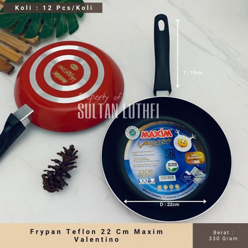 TEFLON MAXIM FRYPAN ANTI LENGKET UKURAN 20 CM 22 CM 24 CM MAXIM VALENTINO FRYPANMurah