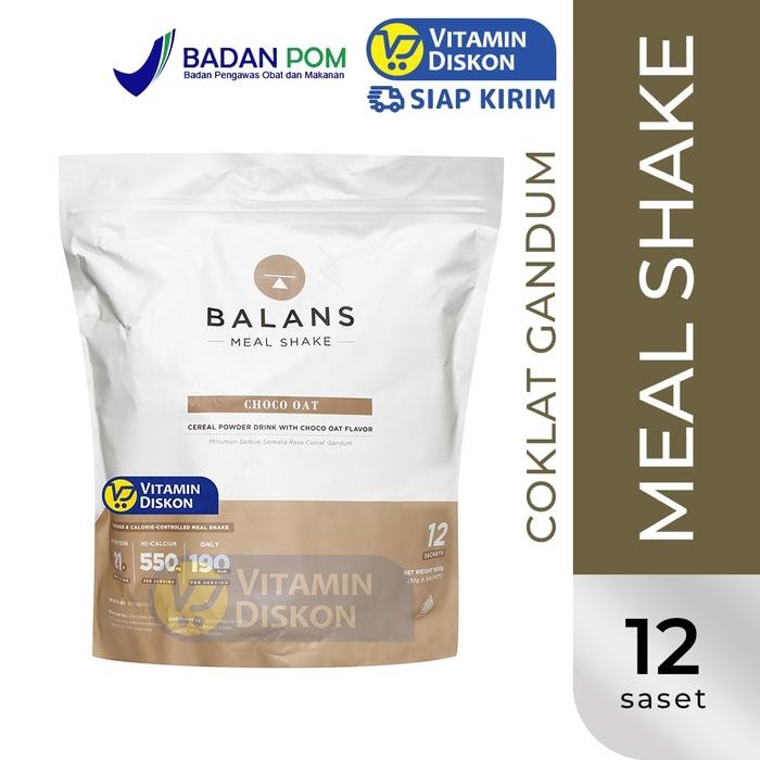 

[TERLARIS] BALANS MEAL SHAKE 1 POUCH @12 Pcs Food Granola Oatmeal Sereal - CHOCO OAT[TERLARIS ]