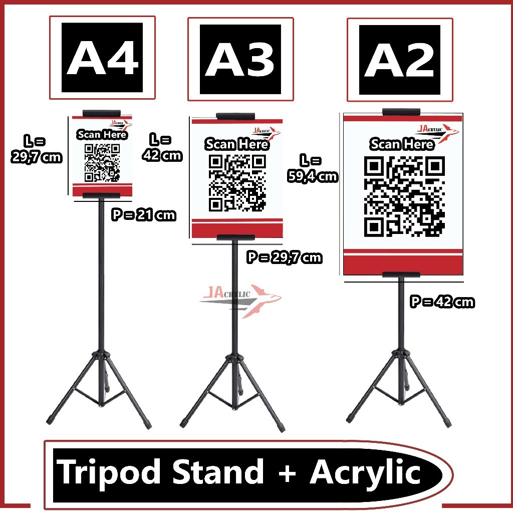 Tripod Banner / Tripod Stand Display / Tiang Barcode Poster Akrilik