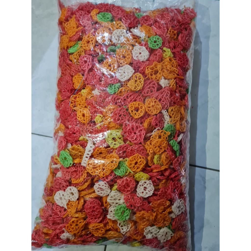 KERUPUK MAWAR MINI WARNA MERK IKAN DORANG 1 BAL 5KG PREMIUM