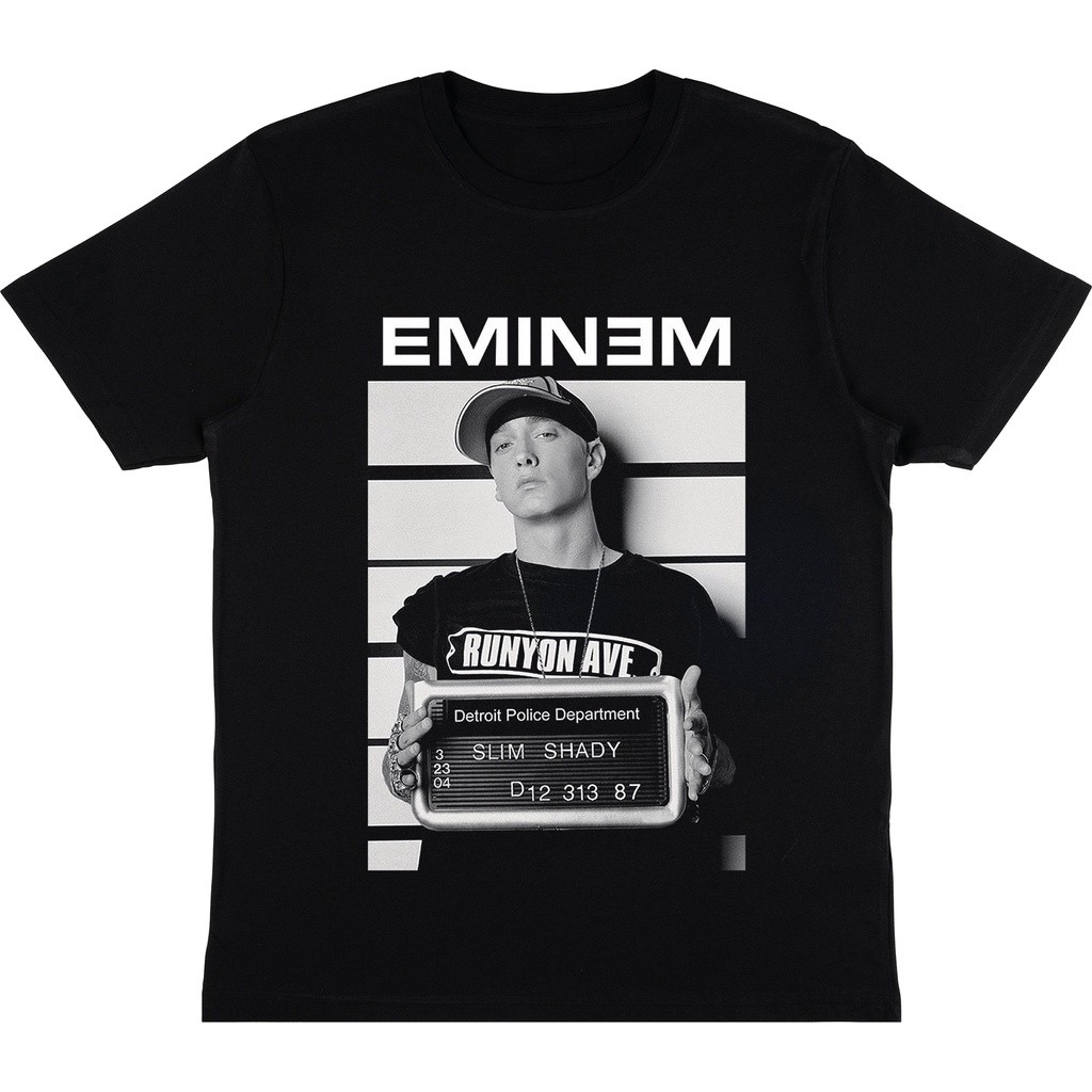 KAOS EMINEM "MUGSHOT" | T-SHIRT RAPPER EMINEM SLIM SHADY | RAP TEE HITAM EMINEM