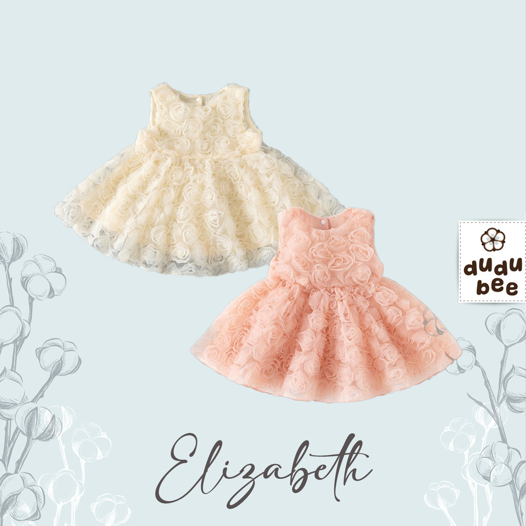 Dress Pesta Aqiqah Gaun Ulang Tahun Bayi Anak perempuan ELIZABETH Import Mewah Model Korea