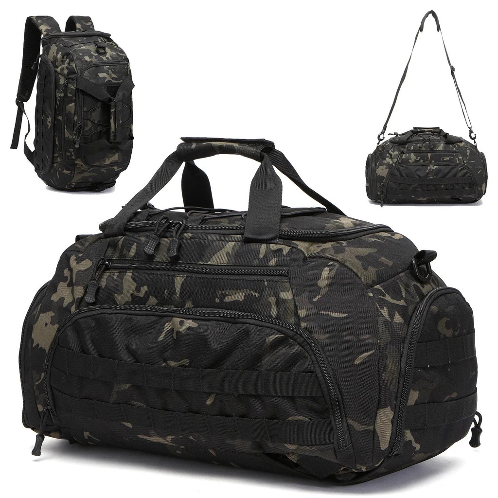 3-in-1 Tactical Gym Backpack with Shoe Compartment Convertible Duffel Sling Bag for Men Women Weeken