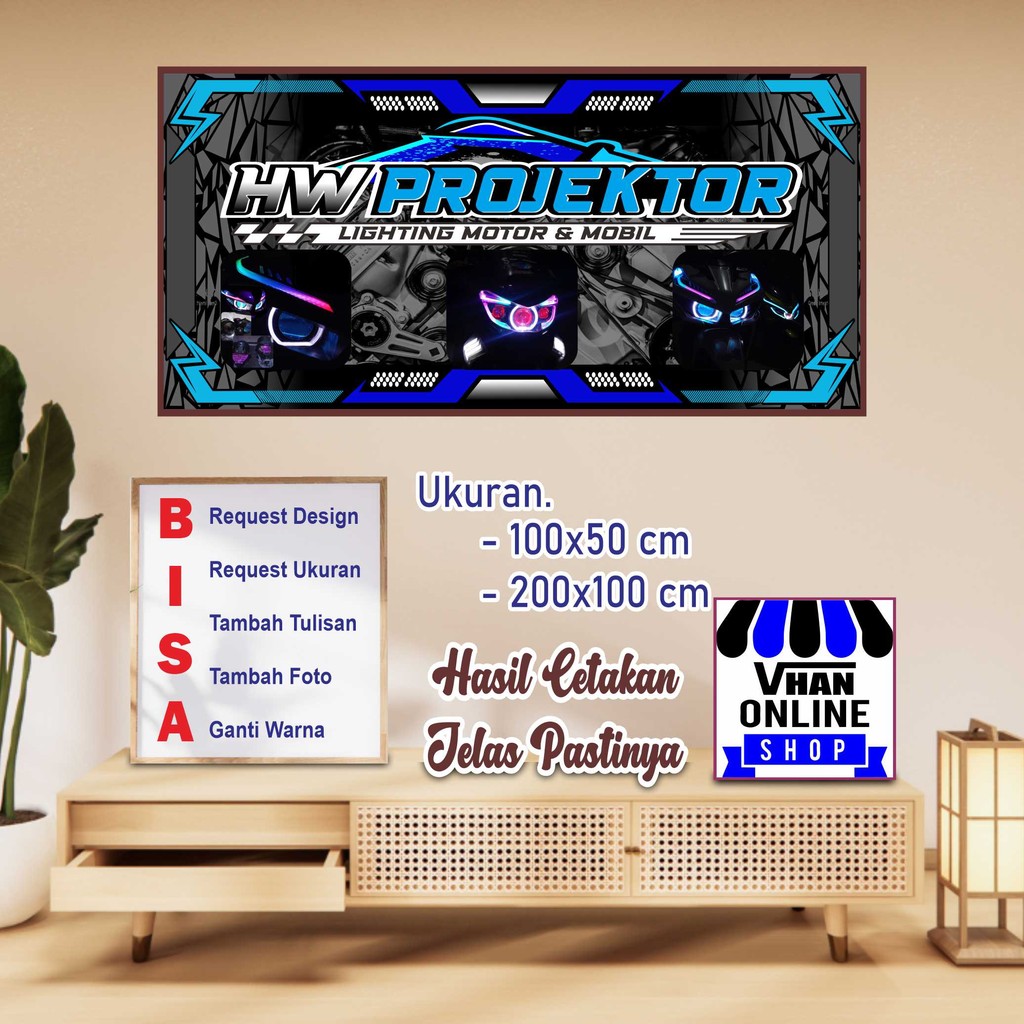 Spanduk Banner Backdrop Toko Lampu ALis Motor