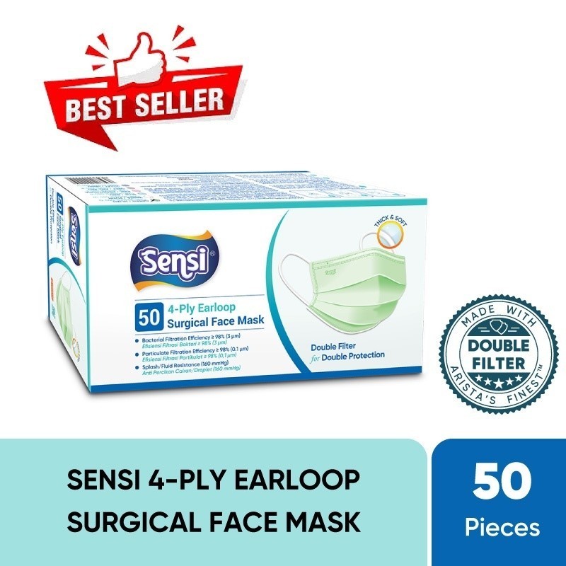 Sensi Masker Earloop / Masker Biasa 3Ply 3 Ply SENSI 1 BOX 50 Pcs Mask Ready Banyak Warna
