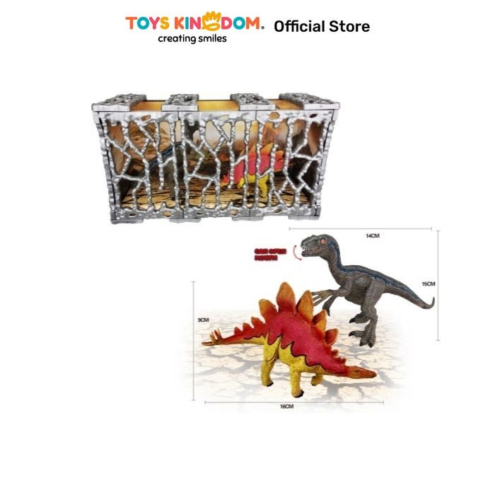 Toys Kingdom Kiddy Star Figure Stegosaurus & Velocisaurus Dengan Kandang Toys Kids Toy Mainan Arkeol