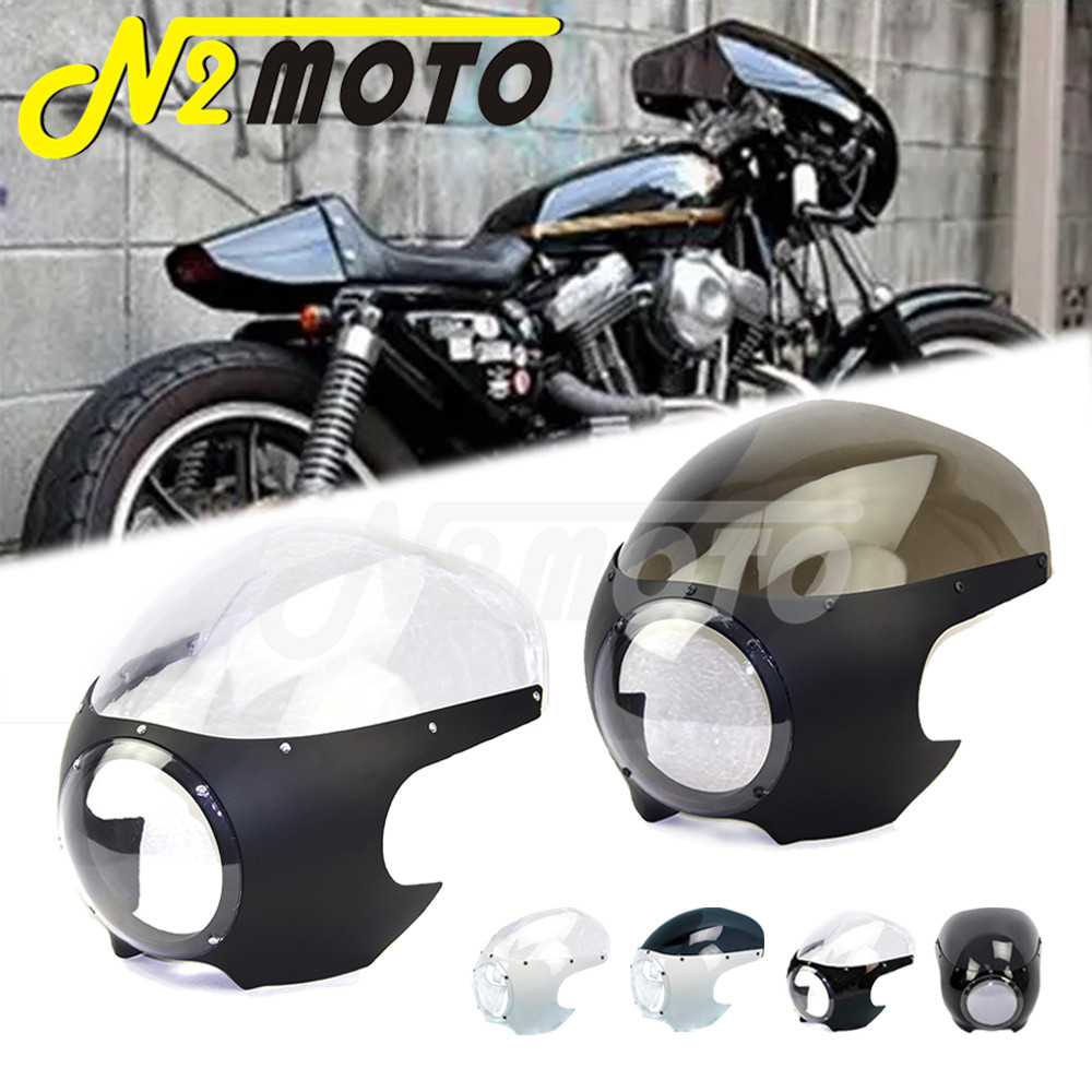 5 3/4" Headlamp 39mm Fork Motorcycle Fairing Front Masks For Harley Sportster Cafe Racer Drag Racing