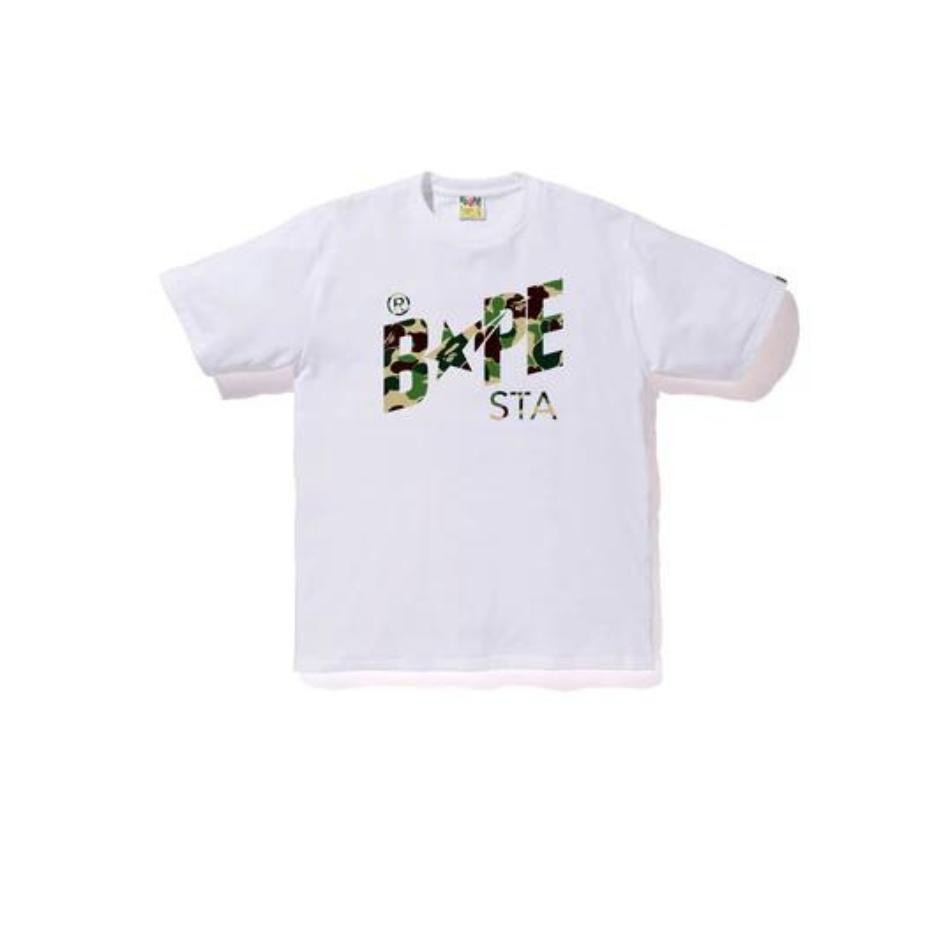 T-SHIRT PRIA A BATHING APE ABC CAMO BAPE STA LOGO WHITE GREEN