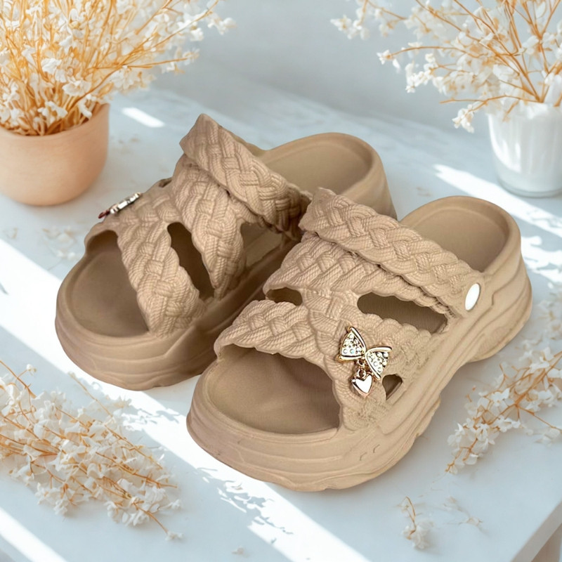 Sendal Selop Cewek Jelly Korea /Sandal INGVIVI Wanita Wedges Tinggi Platform Wanita Slides