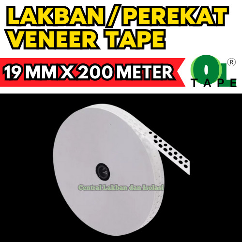 Veneer Tape / Isolasi Plywood UKURAN: 19 mm x 200 M Lakban Air / Gummed Tape Water Activated, Putih