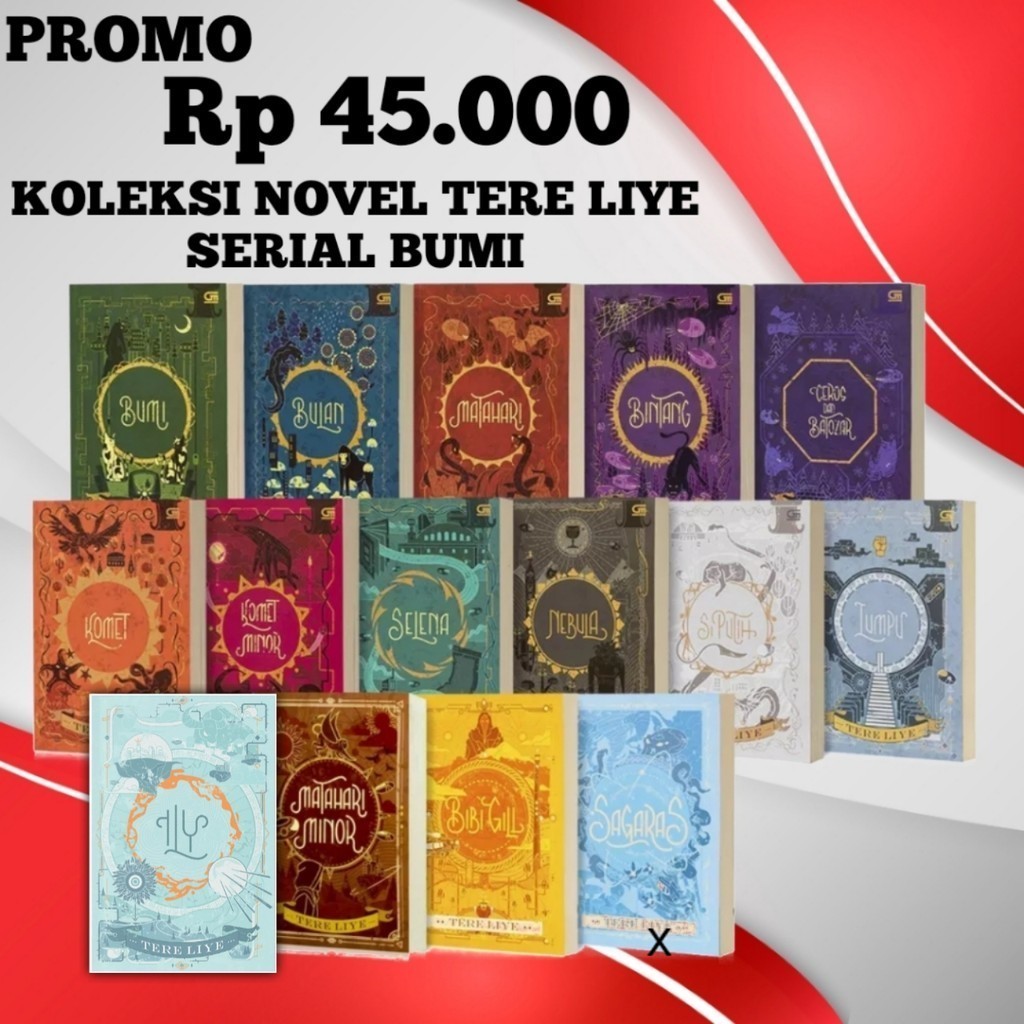 Buku Novel Tere Liye Series Paket Serial Bumi ILY Aldebaran Bulan Matahari Bintang Ceros dan Batozar