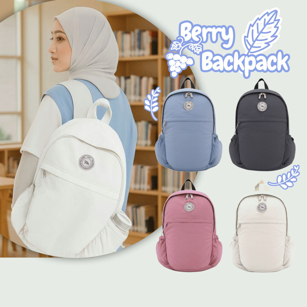 TSWL Berry Backpack Ransel Gemes Cewe Estetik Korea Aesthetic Wanita Fashionable Tas Sekolah Gendong