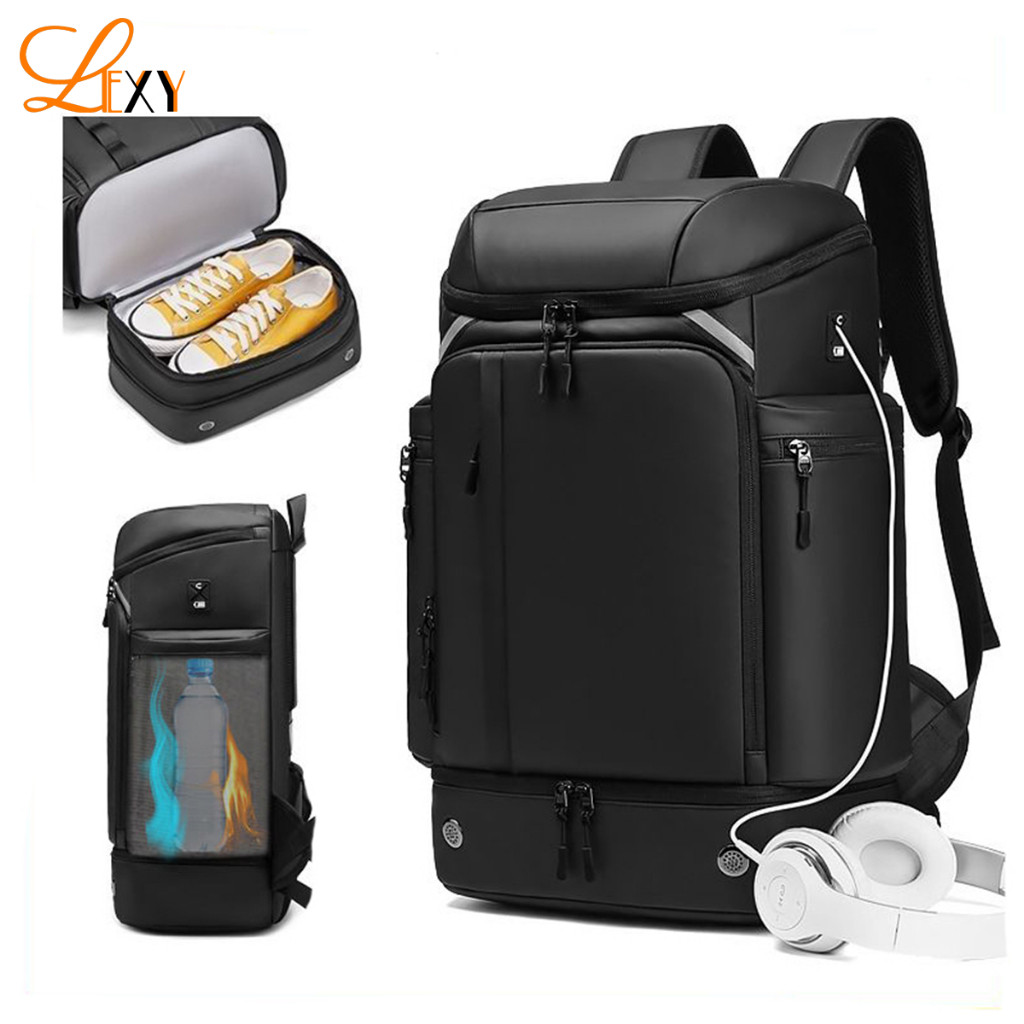 BAGINBRO LEXY Tas Traveling Pria Kapasitas Besar Ransel Multifungsi Tahan Air Dengan Kompartemen Sep