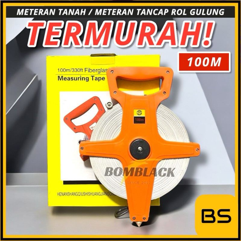 TERMURAH Meteran Tanah 100 Meter 100m 100 m Meteran Tancap Gulung Roll Tanam MURAH METERAN GULUNG ME
