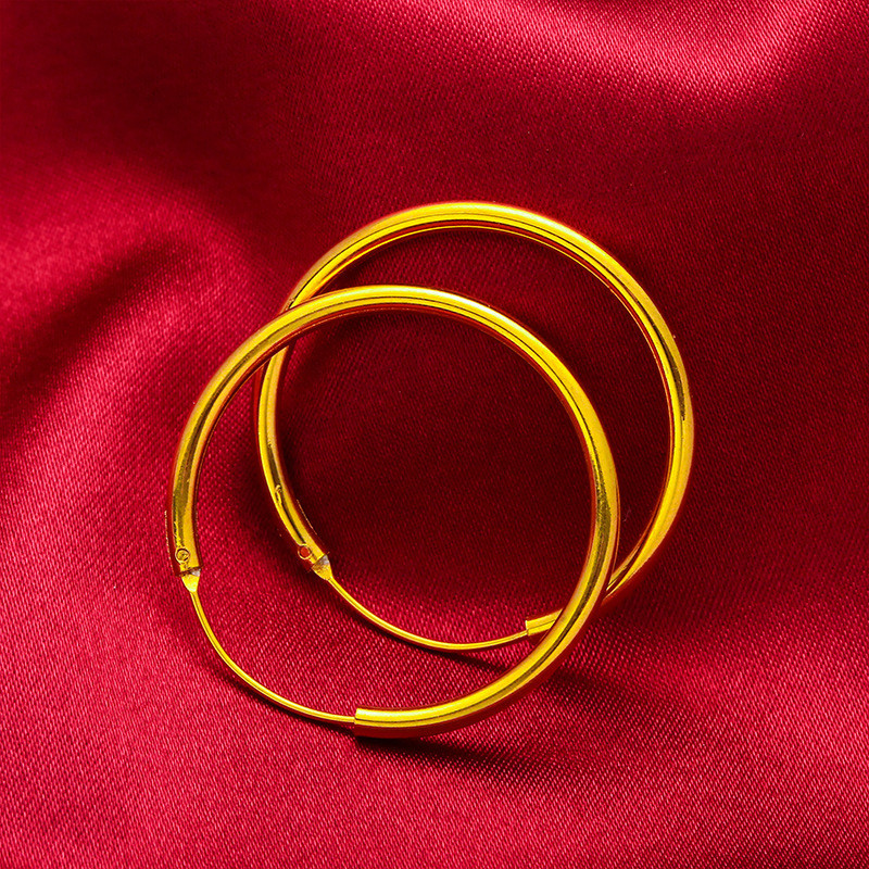 Anting-anting besar pasir emas Vietnam halus 30mm anting-anting besar berlapis emas lebar selebriti 