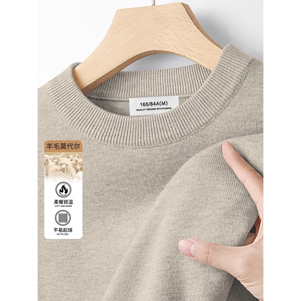 Kaos Pria Lengan Panjang Warna Solid Leher Bulat T Baju Kaos