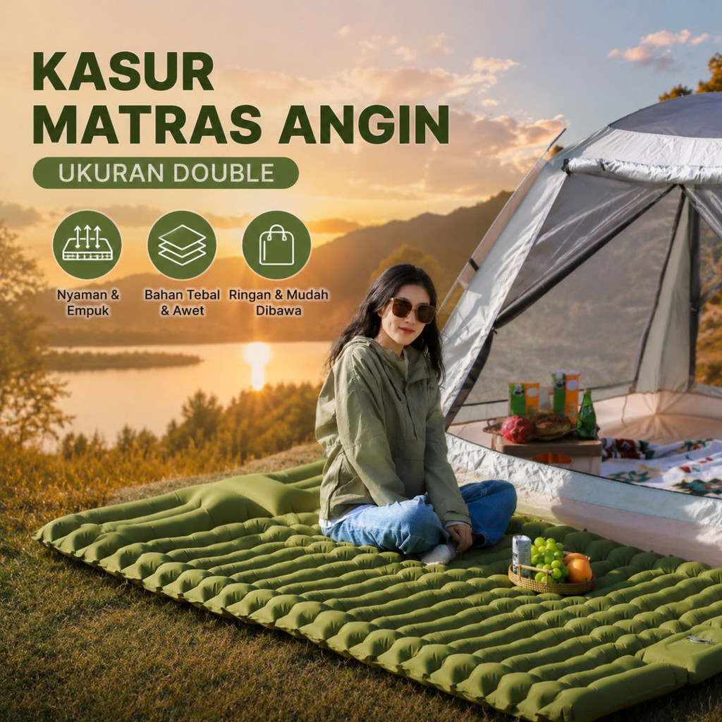 Kasur Matras Angin Double Inflatable Moistureproof Foldable - HQ-200