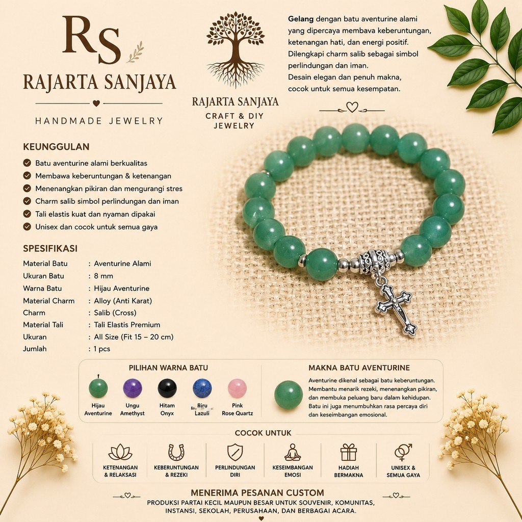 Gelang Rosario Batu Giok Hijau