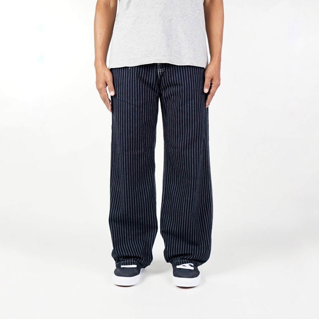 Neversuck Baggy Pants Wabash Navy Denim Lembut CUCI GUDANG