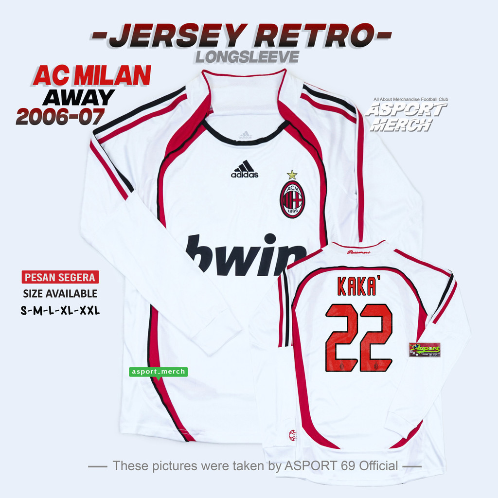 JERSEY RETRO MILAN AWAY 2006 2007 LONG SLEEVE FINAL ATHENS